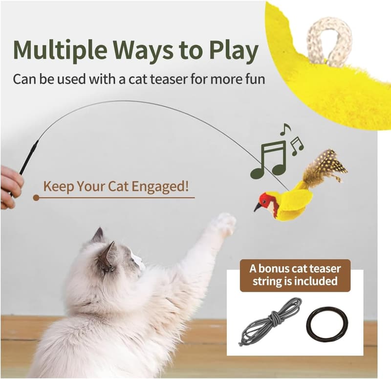 Interactive Catnip Feather Toys with Chirping Sounds (2 Pack)