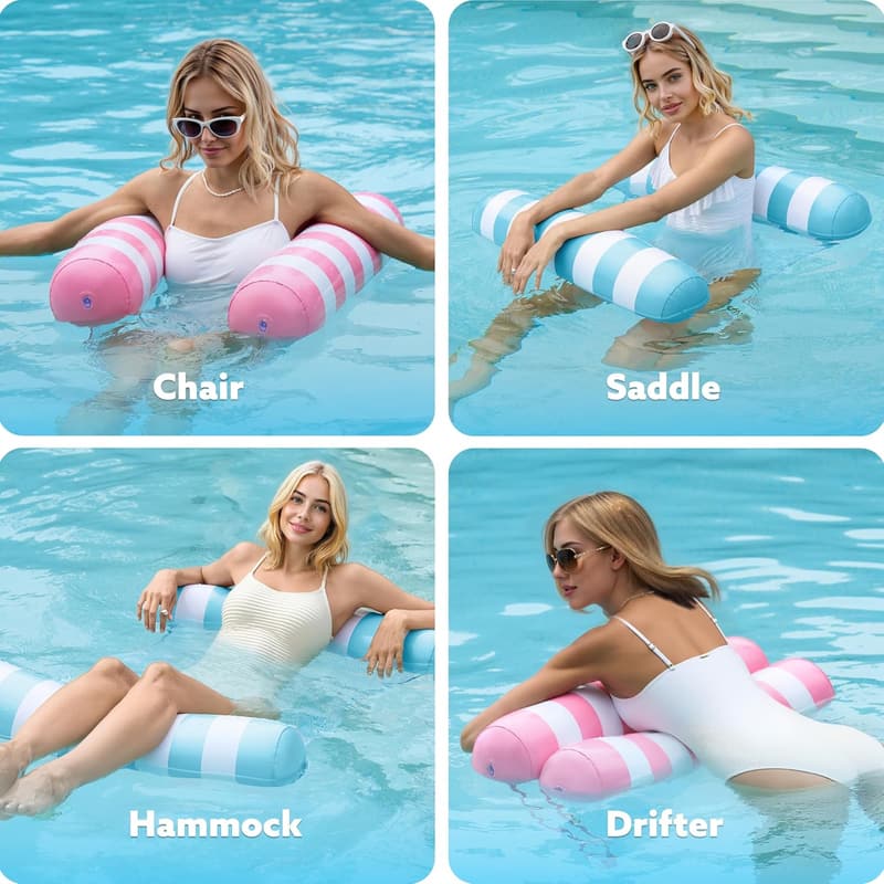 4-in-1 Inflatable Pool Hammock Float for Adults - 2 Pack