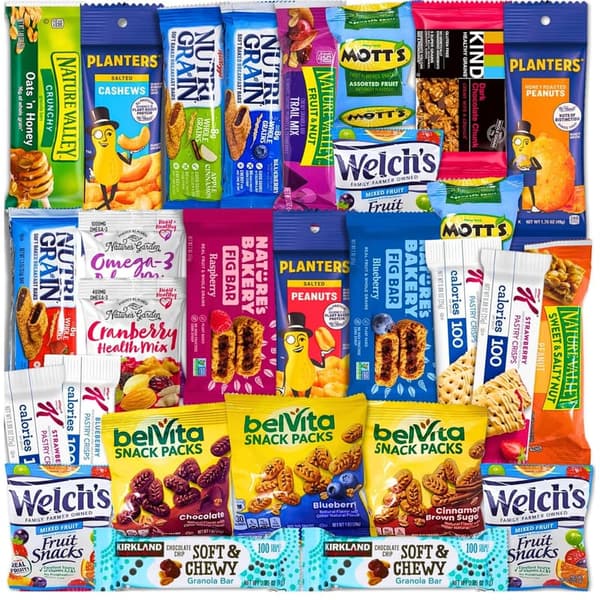 Deluxe Healthy Snack Box for Adults - 28 Count Variety Assortment