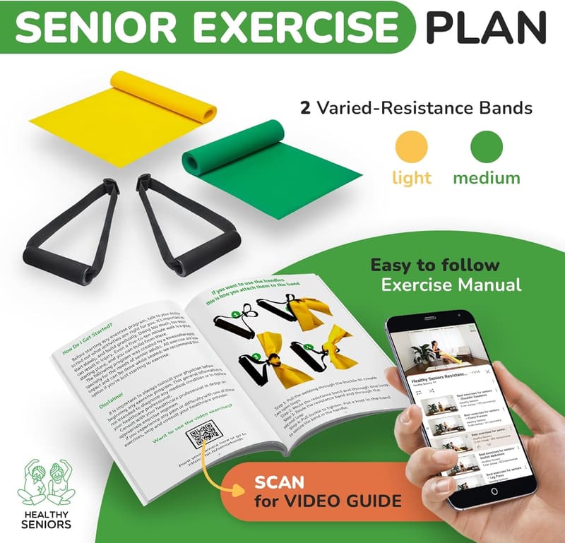 Chair Exercise Program with Resistance Bands and Guide for Seniors