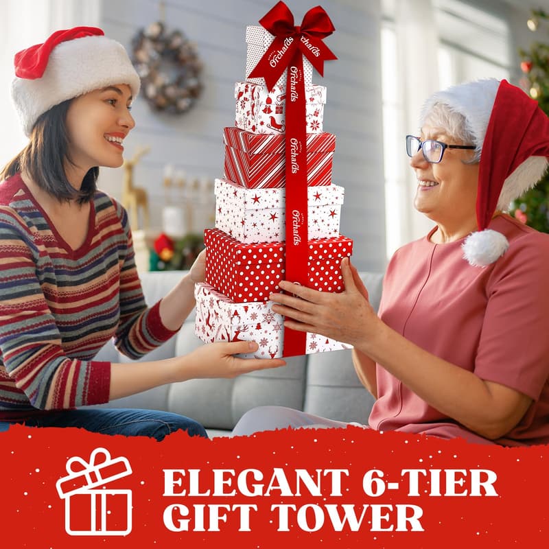 Gourmet Food Gift Basket Tower - 6 Tier Nuts & Snacks for Everyone