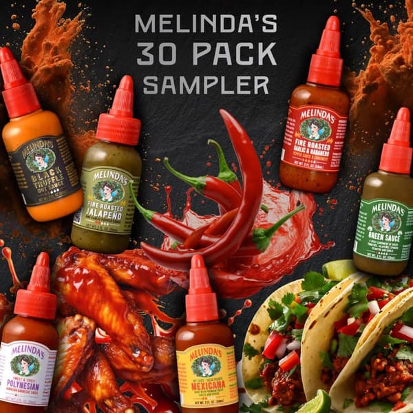 Gourmet Hot Sauce Gift Set - 30 Mini Bottles, 15 Flavors