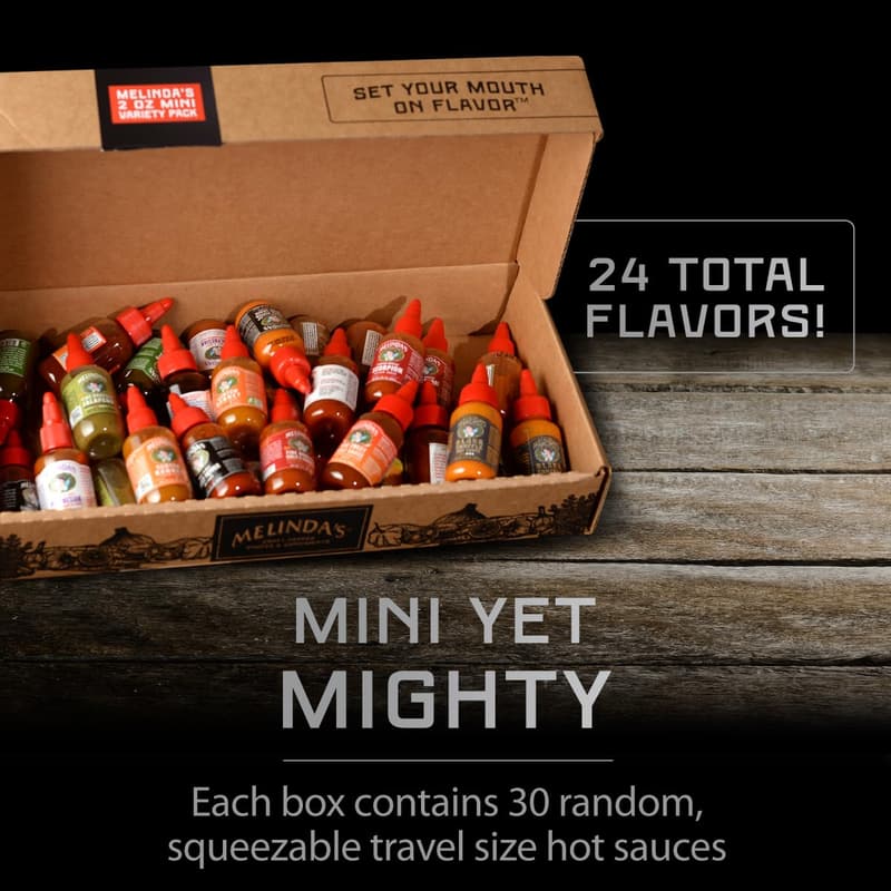 Gourmet Hot Sauce Gift Set - 30 Mini Bottles, 15 Flavors