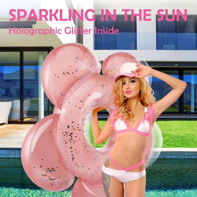 Rose Gold Glitter Inflatable Pool Floats for Adults
