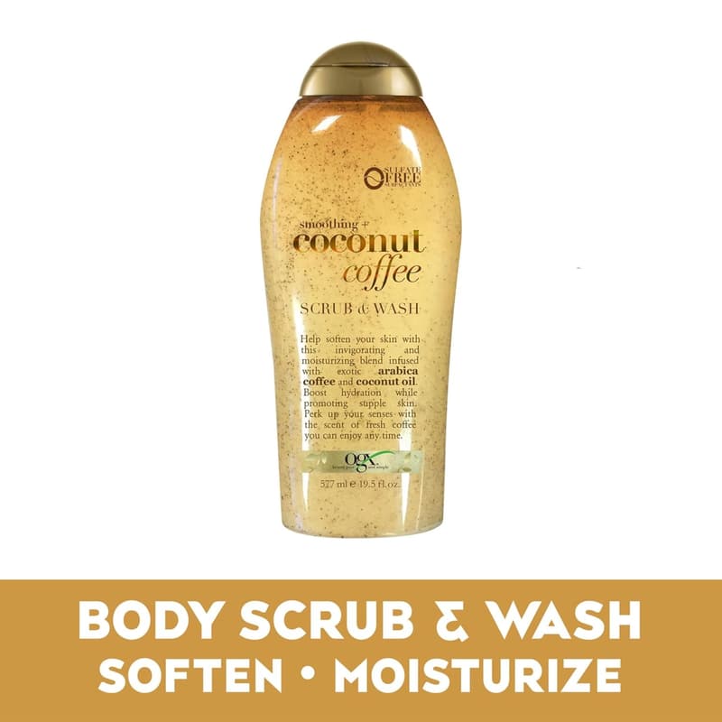 Coconut Coffee Exfoliating Body Scrub for Dry Skin, 19.5 Fl Oz