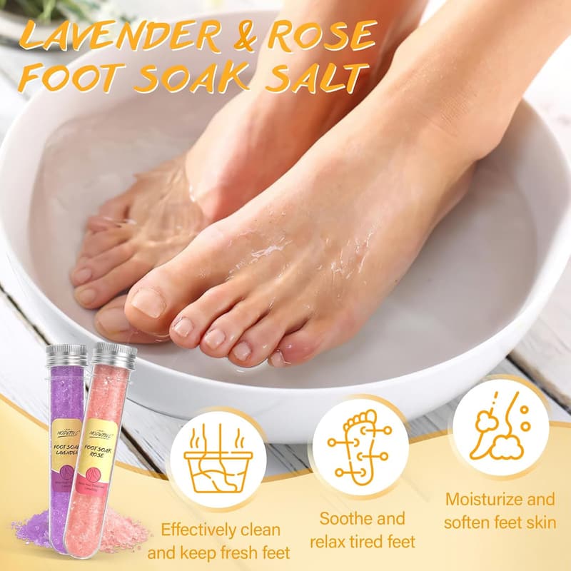 Rose Lavender Pedicure Kit - 5pcs Foot Spa Set for Women