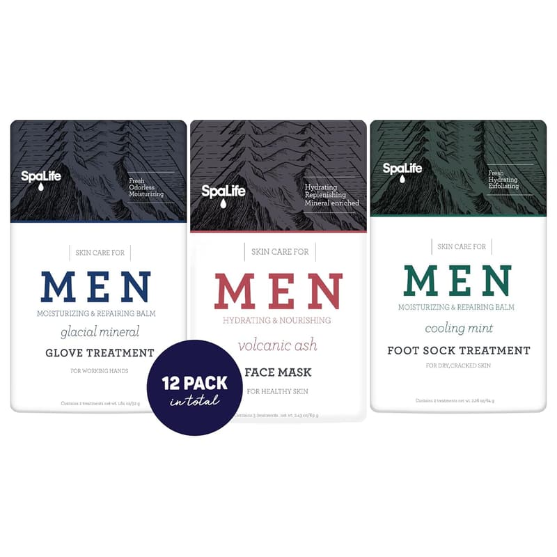 Men's Spa Set: Moisturizing Face Mask, Hand Gloves, and Foot Socks