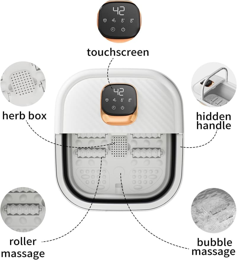 Collapsible Foot Spa Massager with Heat and Temperature Control