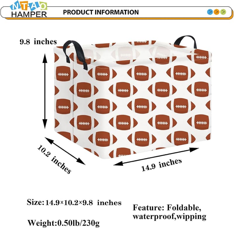 Collapsible Rectangular American Football Storage Basket