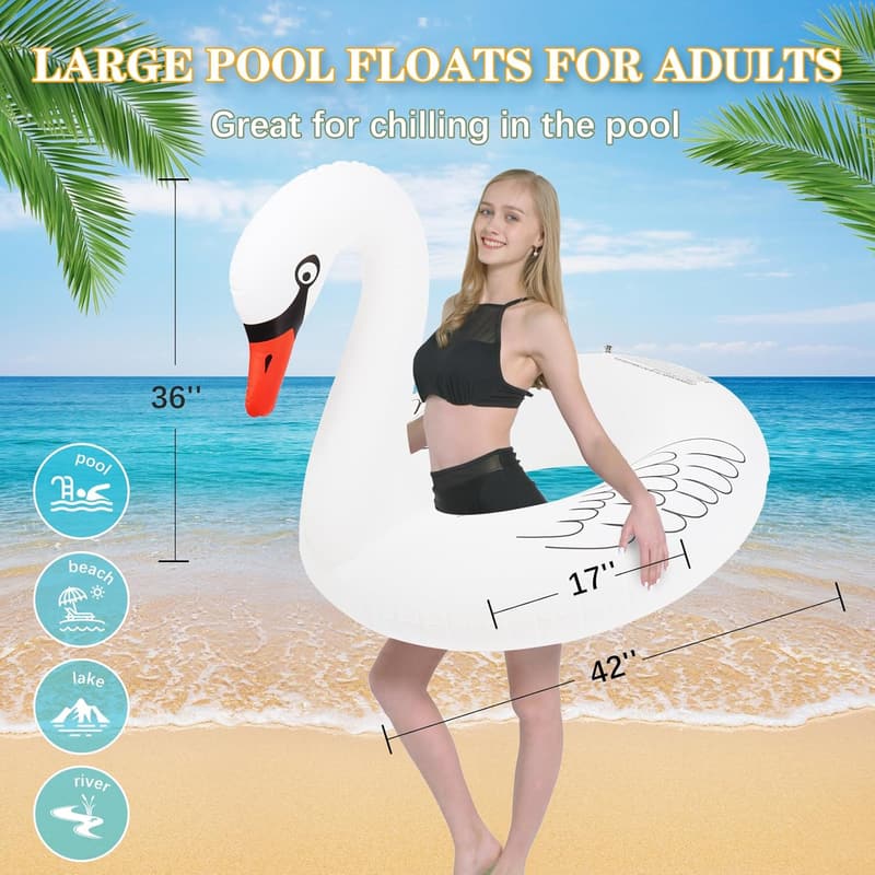 Large Swan Inflatable Pool Float for Adults - 42