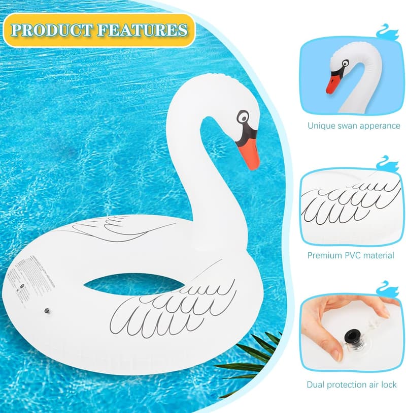 Large Swan Inflatable Pool Float for Adults - 42