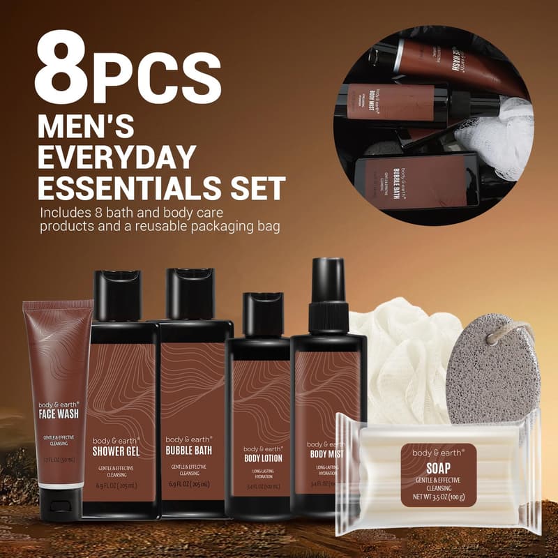 Men's Spa Gift Set - 8pcs Bath and Body Wash for Father's Day