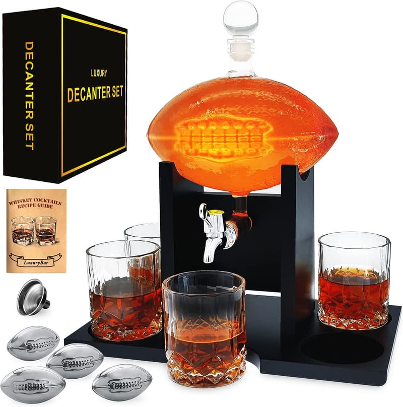 Whiskey Decanter Set with Chiller & Glasses for Men