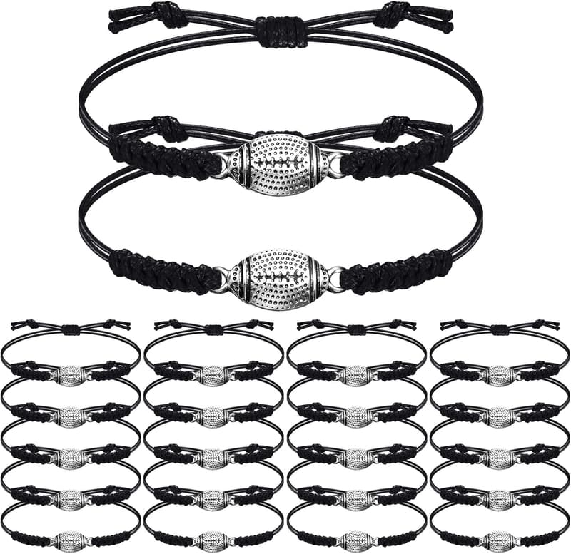 Football Charm Bracelets Set - 20 Adjustable Gifts for Teams