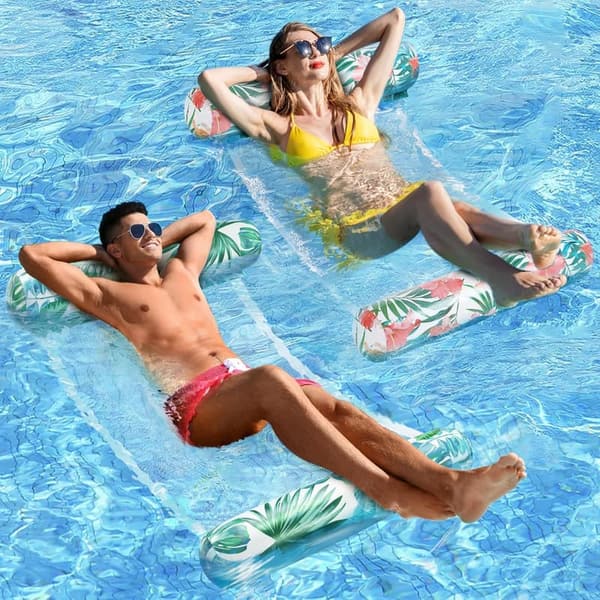 2 Pack Inflatable Pool Floats - Multi-Purpose Adult Rafts
