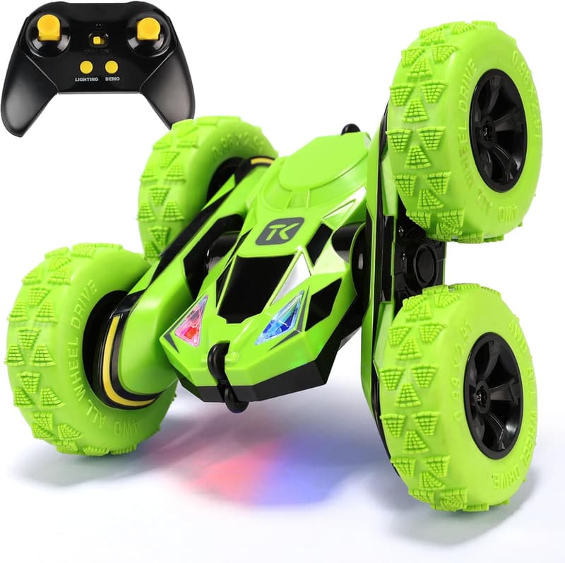Double-Sided Remote Control Stunt Car Toy - Green