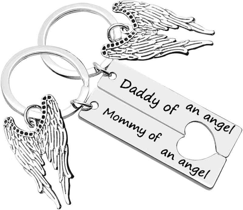 Infant Loss Memorial Keychain Set for Parents - Silver Keepsake