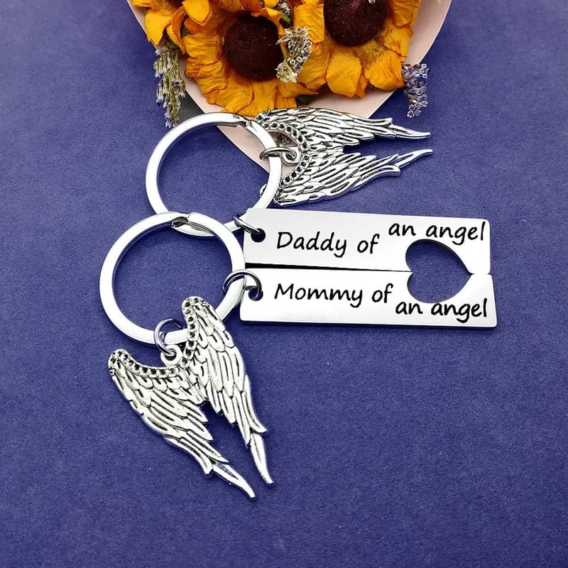 Infant Loss Memorial Keychain Set for Parents - Silver Keepsake
