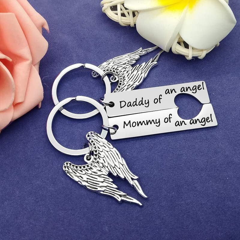 Infant Loss Memorial Keychain Set for Parents - Silver Keepsake