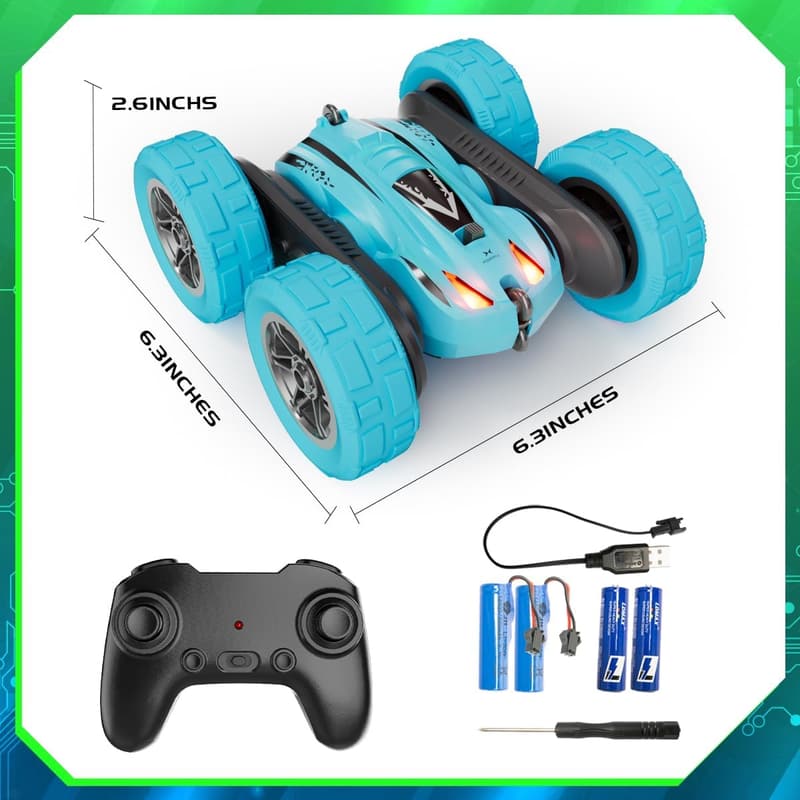 Remote Control Stunt Car, 360° Rotation, All-Terrain, Blue