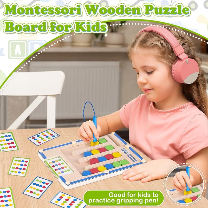 Preschool Educational Montessori Magnetic Wooden Toy Set for Ages 4-7