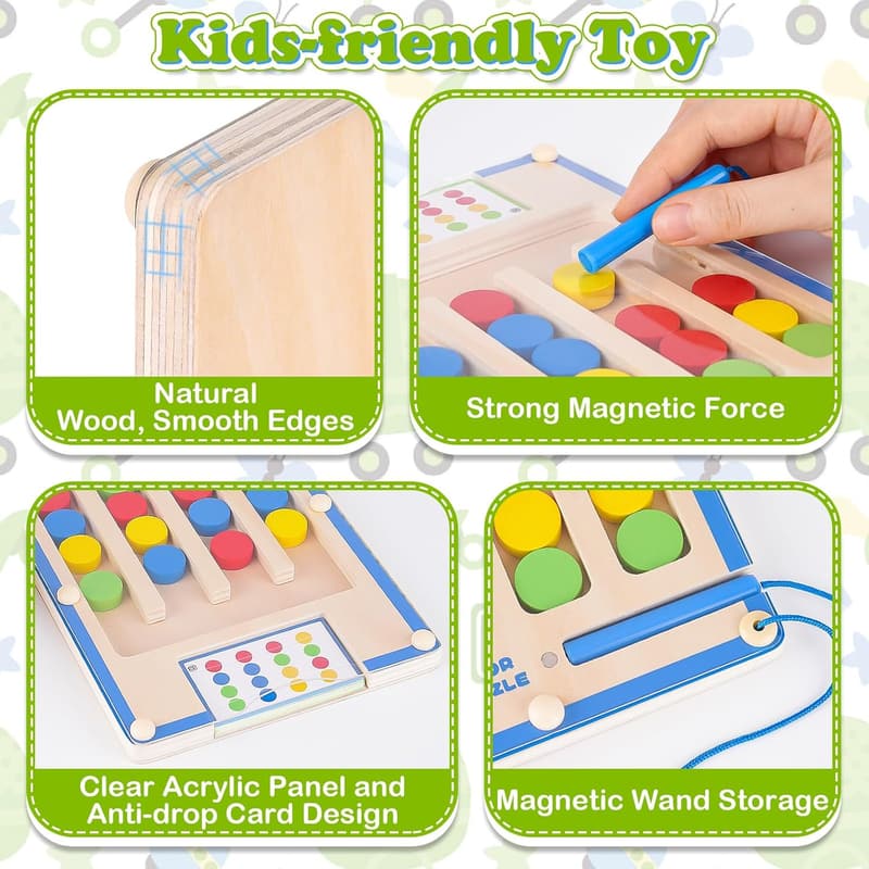 Preschool Educational Montessori Magnetic Wooden Toy Set for Ages 4-7