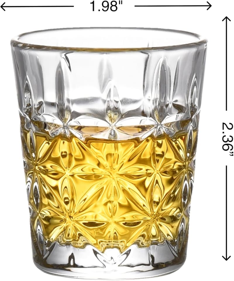 Elegant Crystal Shot Glass Set of 6 - 2oz, Dishwasher Safe