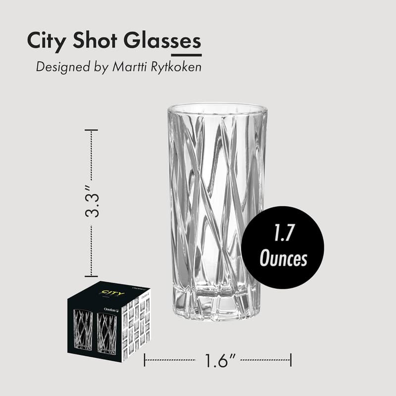 Orrefors Asymmetric Design Crystal Shot Glasses - Set of 2