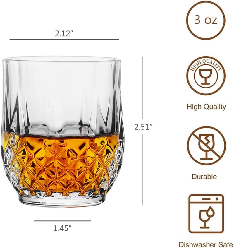 6-Pack 3oz Clear Shot Glasses Set for Tasting