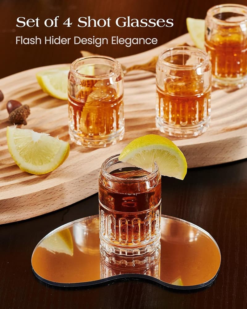 Father's Day Flash Hider Shot Glass Set for Dad - 4 Pack