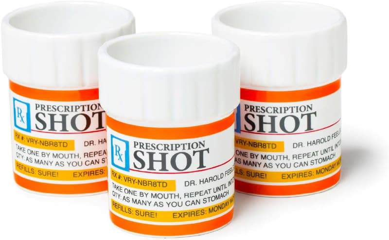 Funny Pill Bottle Shot Glass Set - 3-Pack, 2 oz