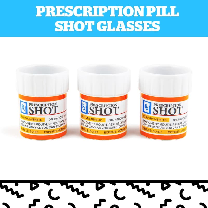 Funny Pill Bottle Shot Glass Set - 3-Pack, 2 oz