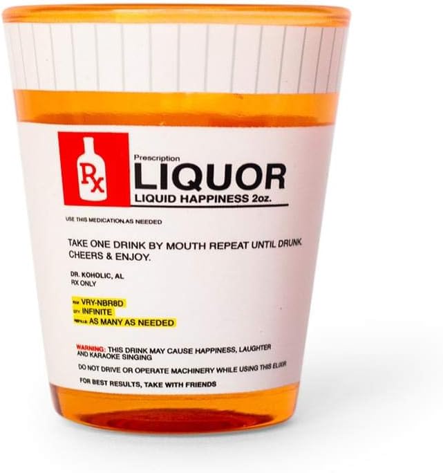 Funny Rx Prescription Shot Glass | 2-Ounce Barware for Cocktails