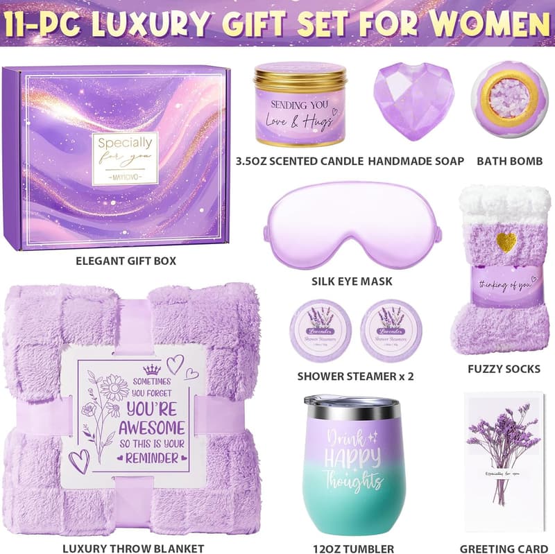 Lavender Spa Gift Basket for Women - Relaxation & Self-Care