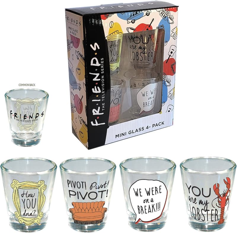 Friends Shot Glass Set of 4 | 1.5oz Mini Drinking Glasses