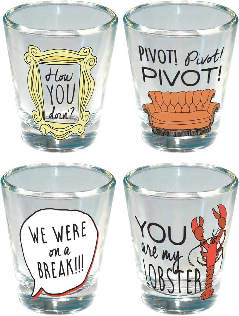Friends Shot Glass Set of 4 | 1.5oz Mini Drinking Glasses