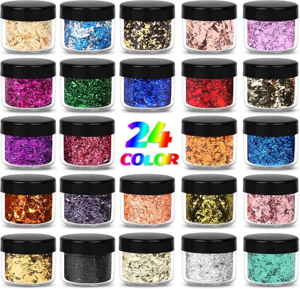 24 Color Gold Foil Flakes for Resin and Craft Projects