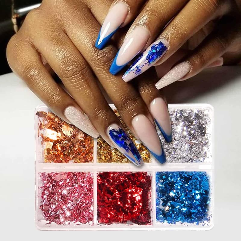 Gold Foil Flakes for Nails - Sparkly Manicure Decorations
