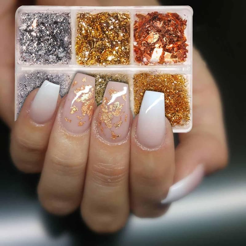 Gold Foil Flakes for Nails - Sparkly Manicure Decorations