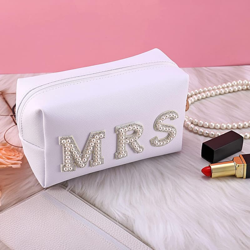 MRS Cosmetic Bag with Pearl Rhinestone - Bling Travel Organizer