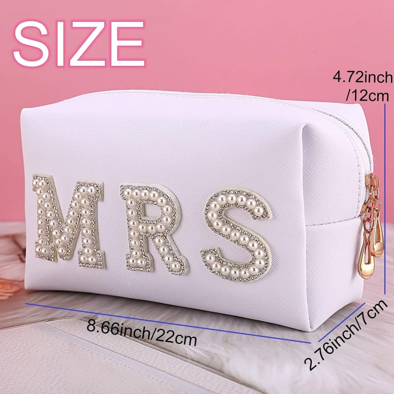 MRS Cosmetic Bag with Pearl Rhinestone - Bling Travel Organizer
