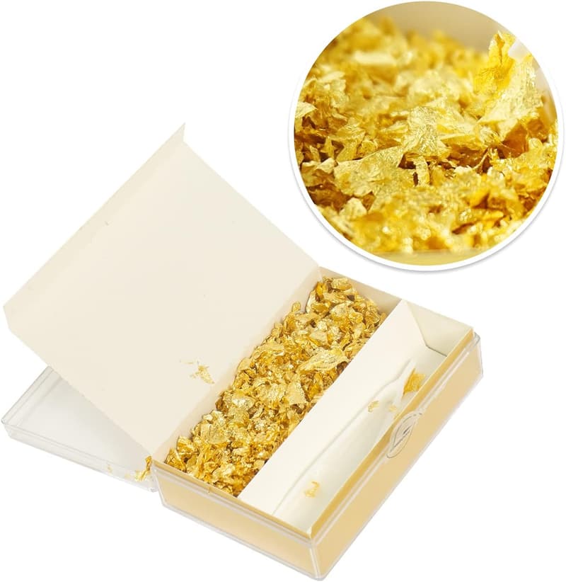 24K Edible Gold Leaf Flakes for Cakes & Drinks - 200mg