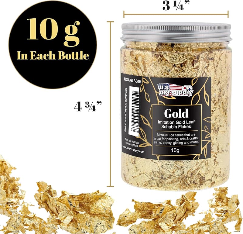 Metallic Gold Gilding Flakes for Crafts, 10g Bottle