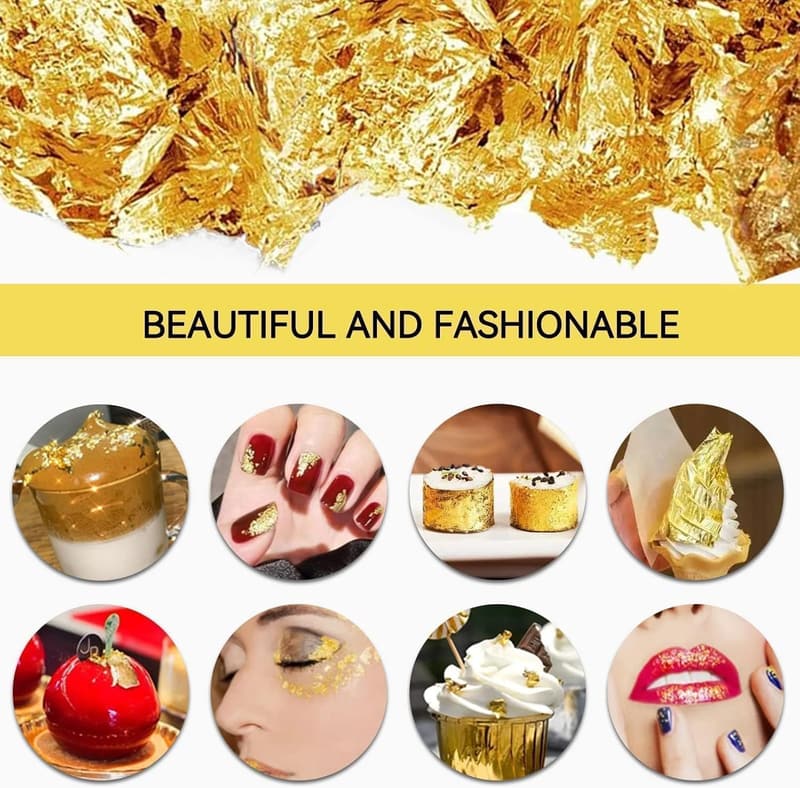Gold Foil Flakes for Resin & Nail Art - 4 Bottles, 5g Each