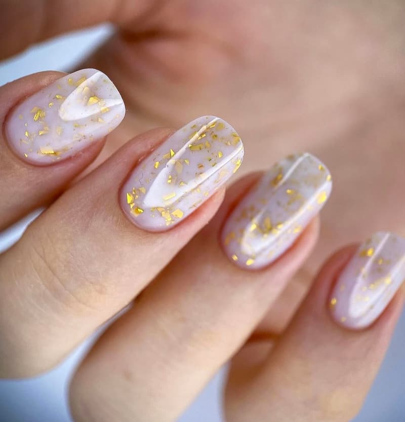 Professional Milky White Gel Coat with Gold Glitter Flakes
