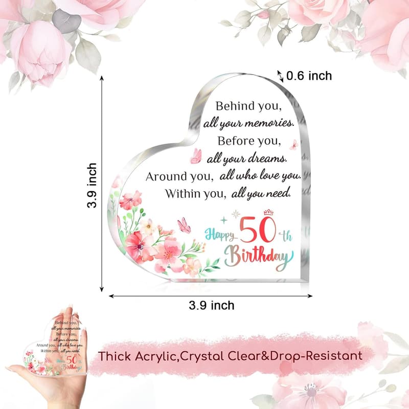 50th Birthday Personalized Acrylic Keepsake for Women