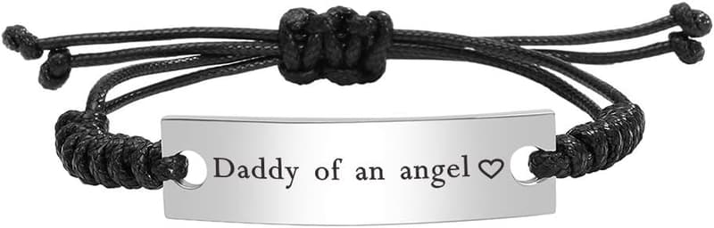Angel Memorial Bracelet for Parents - Engraved Baby Loss Jewelry