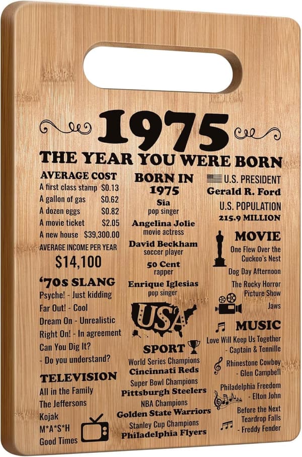 50th Birthday Cutting Board Gift for Him/Her