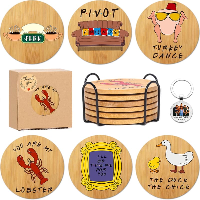 Friends TV Show Wooden Coaster Set - 6 Piece Kitchen Decor