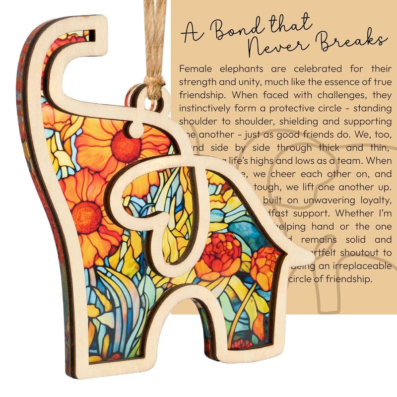 Friendship Birthday Gift: Elephant Ornament with Story Card